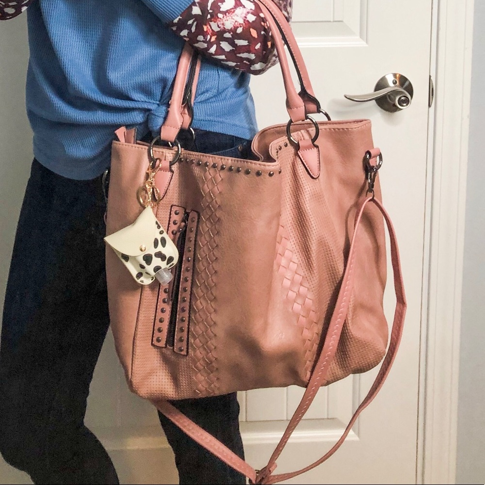 NWT Oversized Pink Vegan Leather Tote Bag